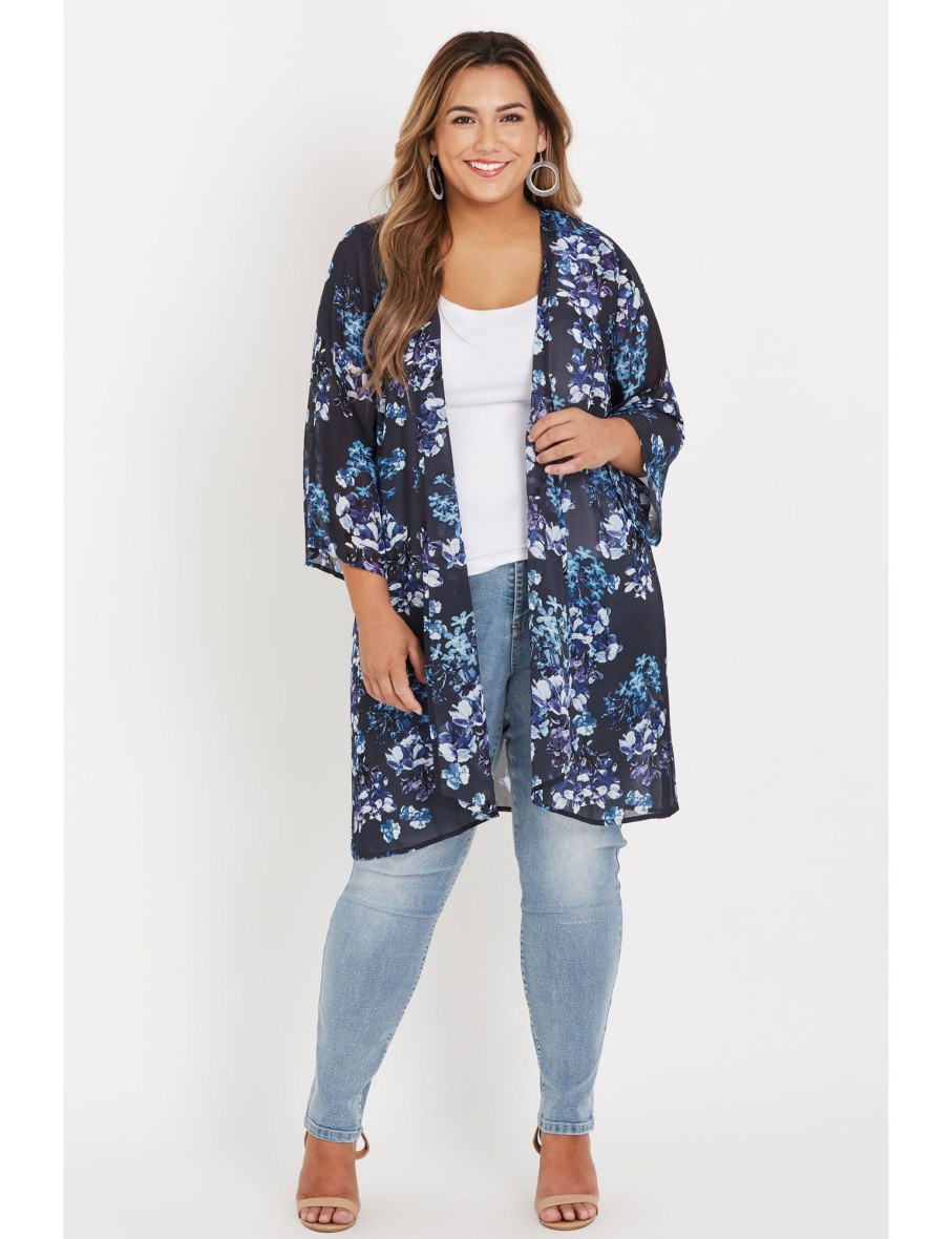 Outerwear Beme | Beme 3/4 Chiffon Kimono