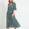 Dresses Rivers | Rivers 3/4 Ruffle Sleeve Maxi Dress