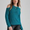 Knitwear Rockmans | Rockmans Cold Shoulder Bobble Knitwear Top