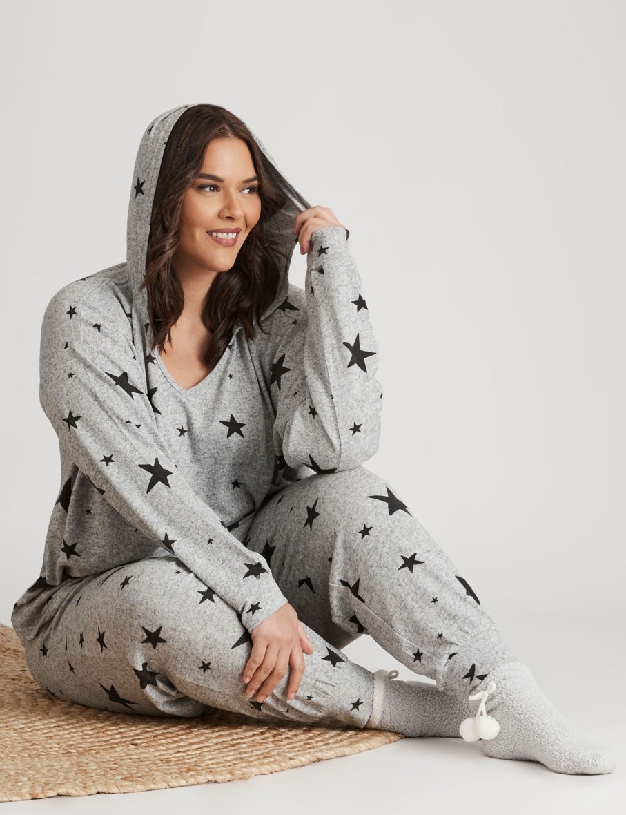 Sleepwear Autograph | Autograph Printed Fluffy Long Sleeve Hoodie Top