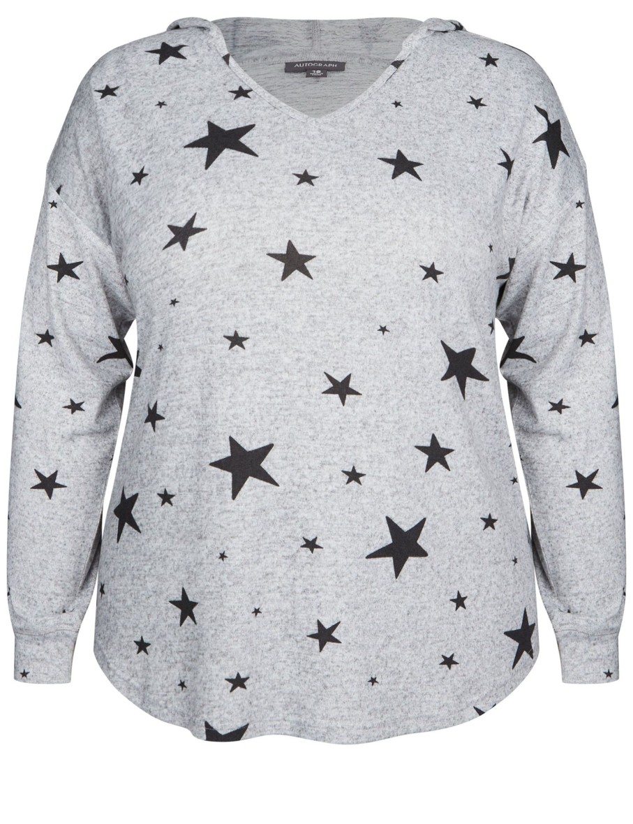 Sleepwear Autograph | Autograph Printed Fluffy Long Sleeve Hoodie Top