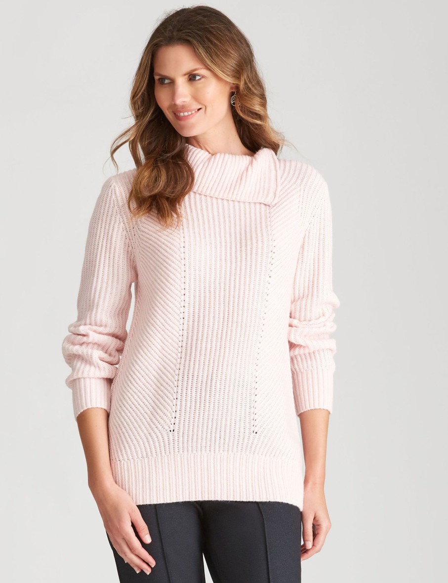 Knitwear WLane | W.Lane Split Zip Cowl Neck Pullover Top