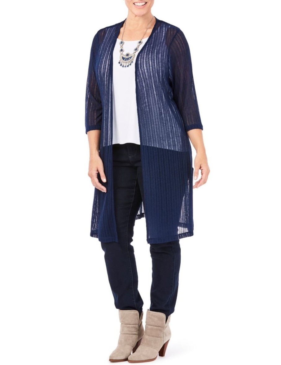 Knitwear Beme | Beme 3/4 Sleeve Side Split Cardigan