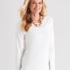 Tops NoniB | Noni B Cotton Neck Detail Tee