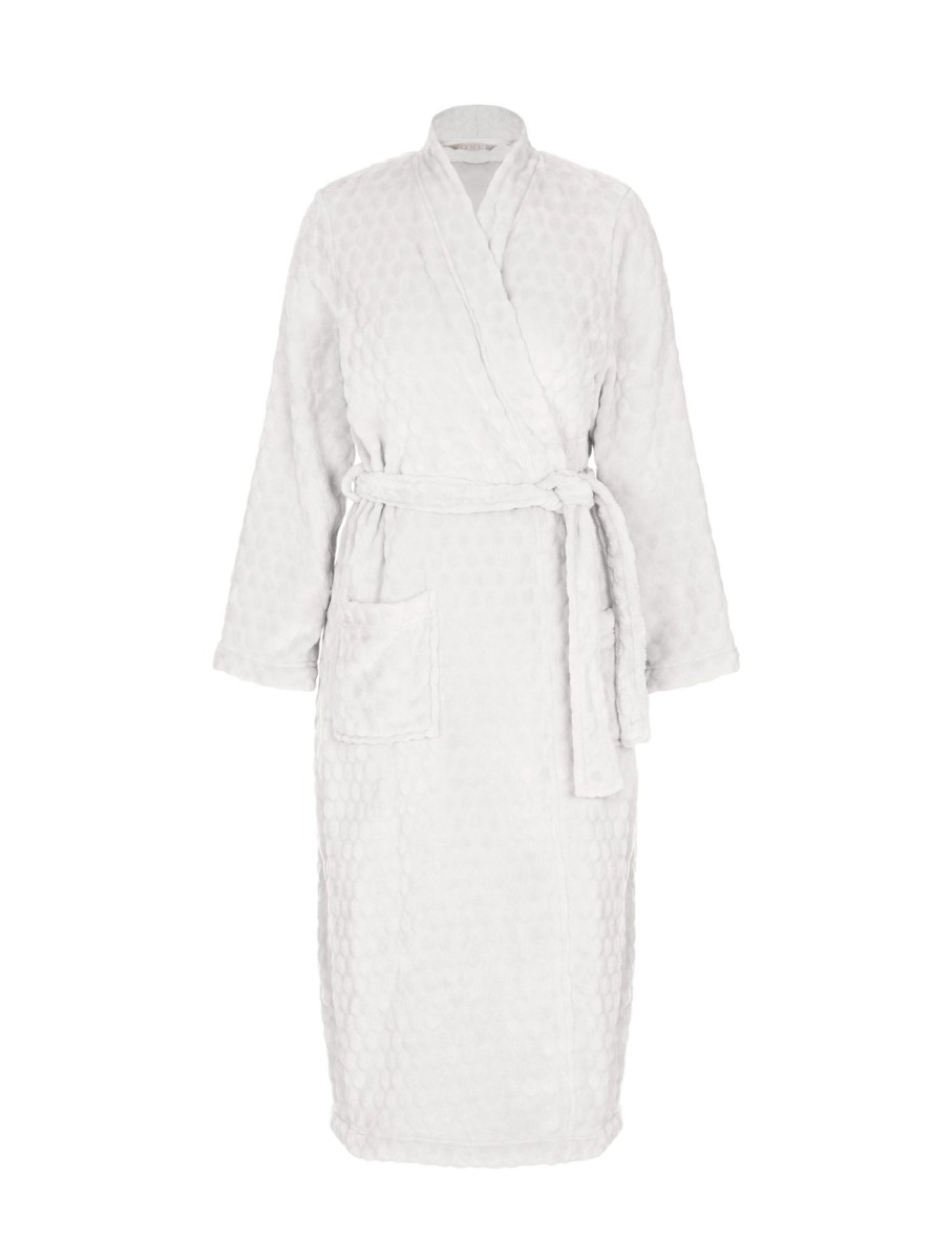 Sleepwear NoniB | Noni B Long Sleeve Plush Polka Dot Robe