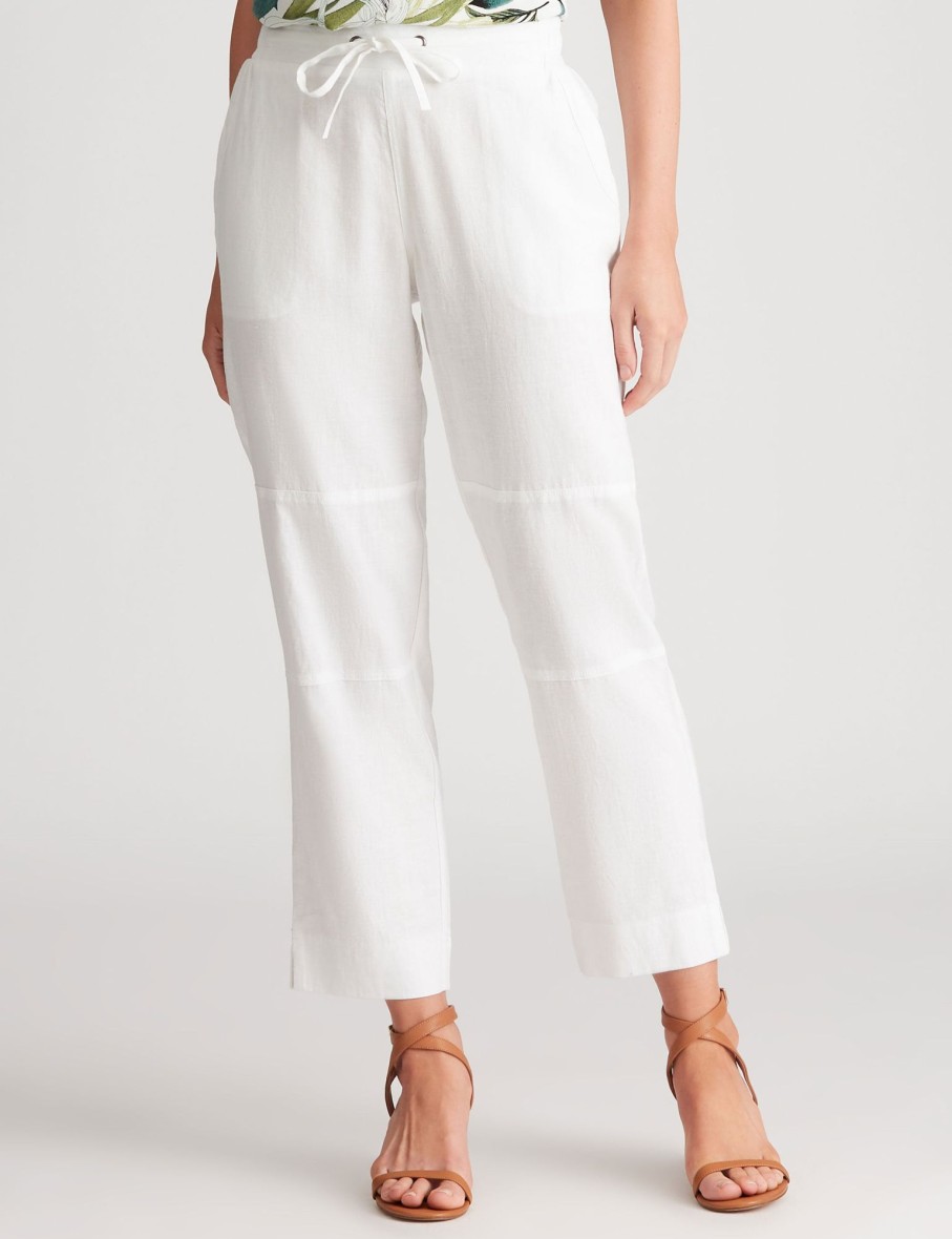 Bottoms Katies | Katies Linen Blend Curved Pocket Pants