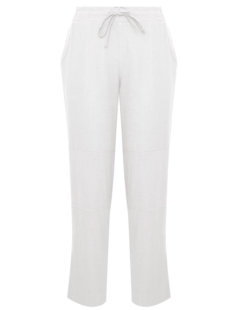 Bottoms Katies | Katies Linen Blend Curved Pocket Pants