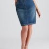 Bottoms Beme | Beme Pull On Stretch Denim Skirt