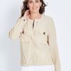 Outerwear Katies | Katies Linen Bomber Jacket