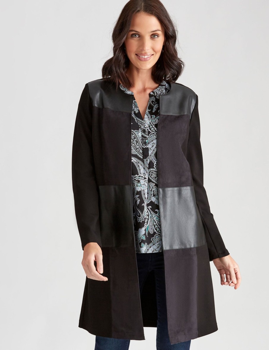 Outerwear Katies | Katies Seamed Suedette Coat