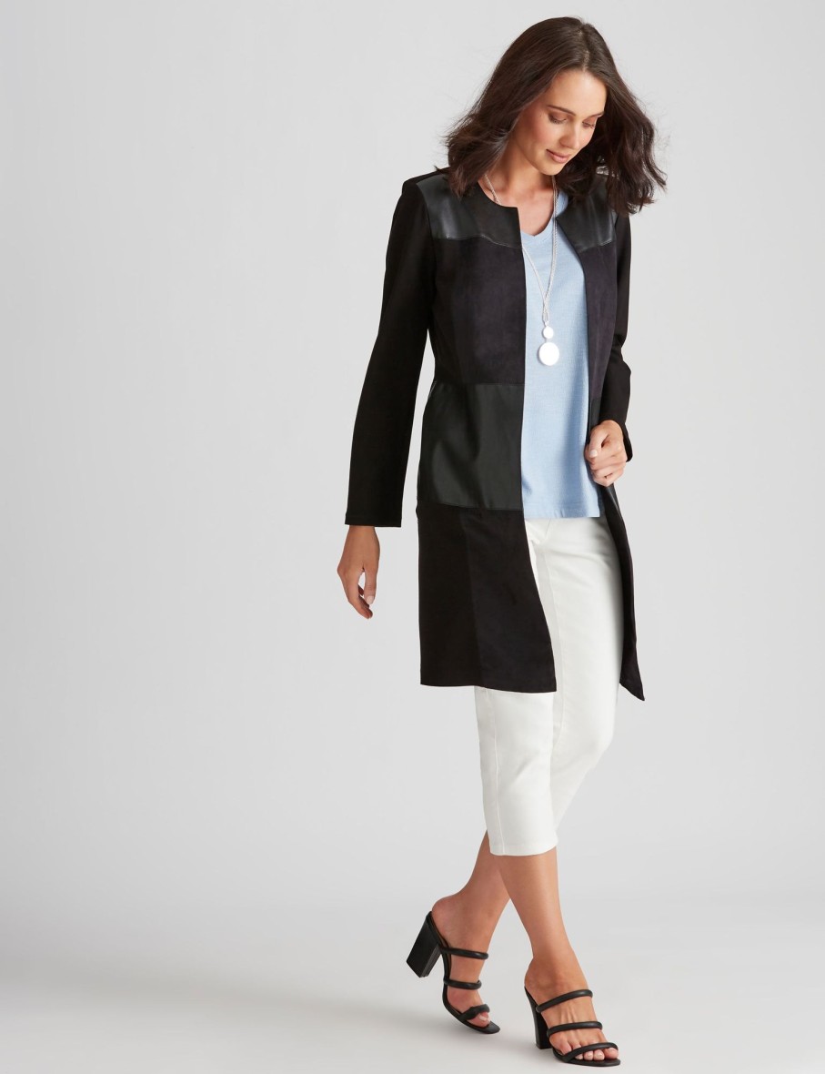 Outerwear Katies | Katies Seamed Suedette Coat