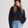 Knitwear Rockmans | Rockmans Long Sleeve Cowl Neck Fluffy High Low Jumper