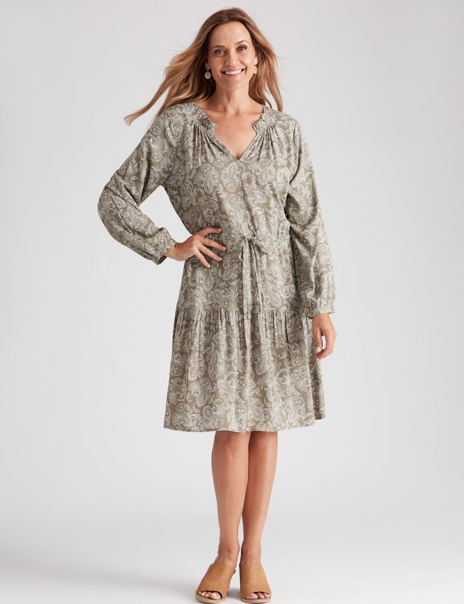 Dresses Millers | Millers Long Sleeve Printed Midi Dress