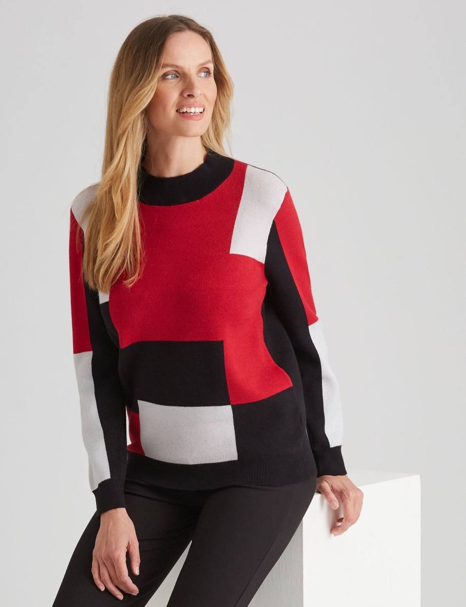 Knitwear NoniB | Noni B Colourblock High Neck Jumper