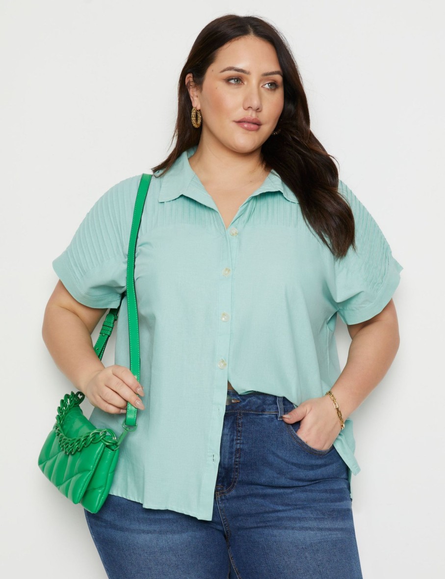 Tops Beme | Beme Sleeve Linen Shirt