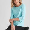 Tops NoniB | Noni B 3/4 Sleeve Pearl Stud Rib Top