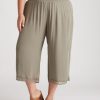 Bottoms Beme | Beme Crop Length Woven Shirred Waist Pants