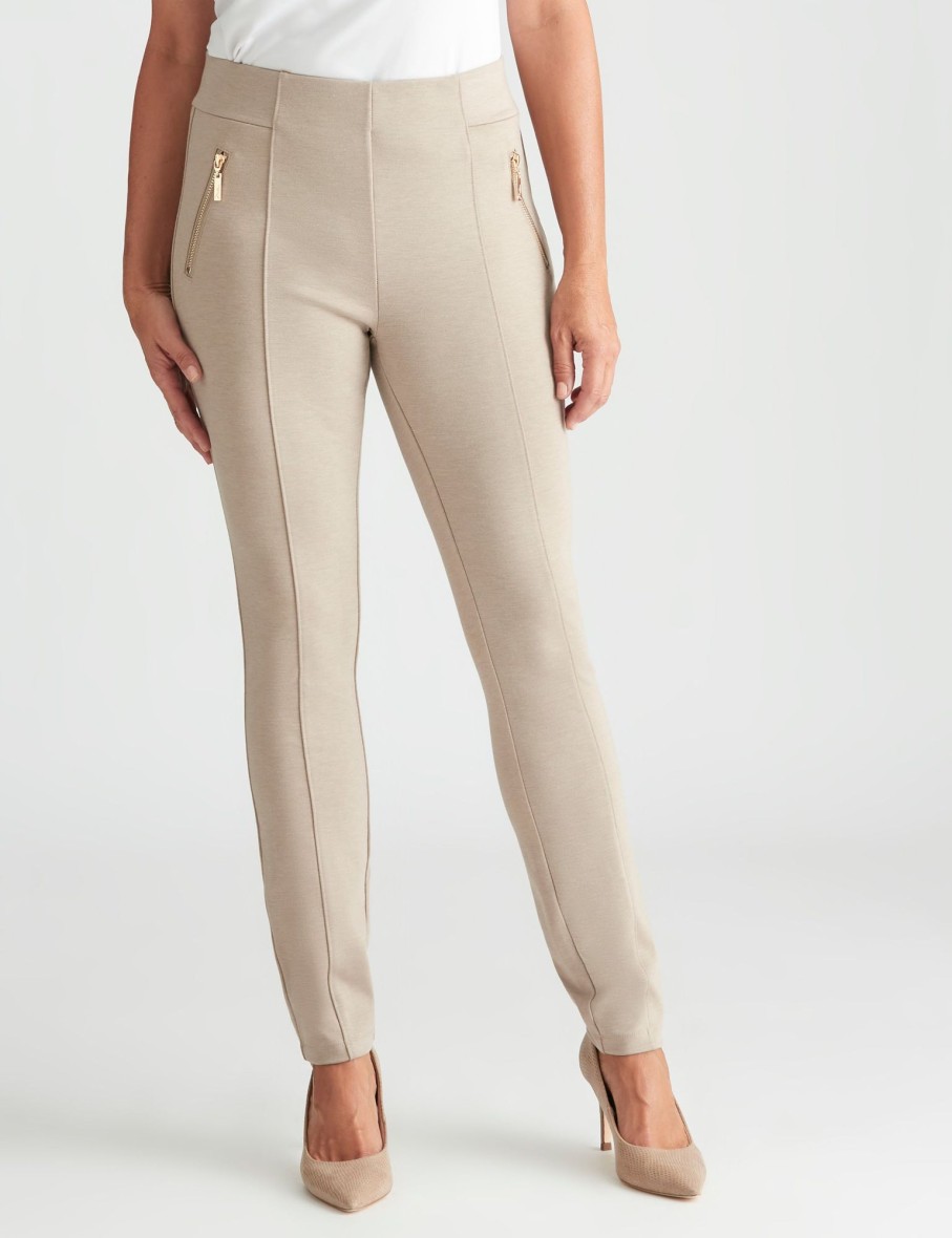 Bottoms Millers | Millers Full Length Slim Leg Panelled Zip Ponte Pant