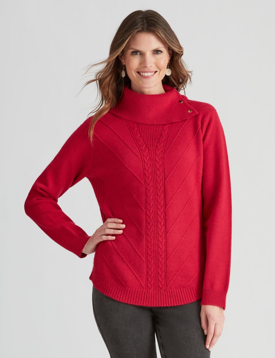 Knitwear WLane | W.Lane Split Neck Cable Pullover