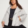 Outerwear Beme | Beme Long Sleeve Zip Detail Biker Jacket