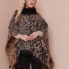 Outerwear NoniB | Animal Cowl Neck Poncho