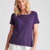 Tops NoniB | Noni B Round Neck Embroidered Rib Top