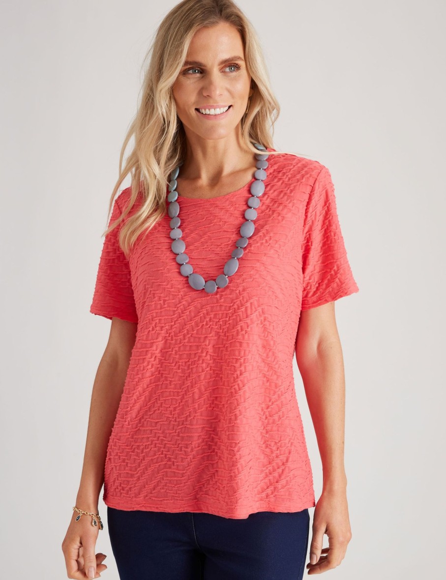 Tops Millers | Millers Short Sleeve Textured Scoop Neck Top