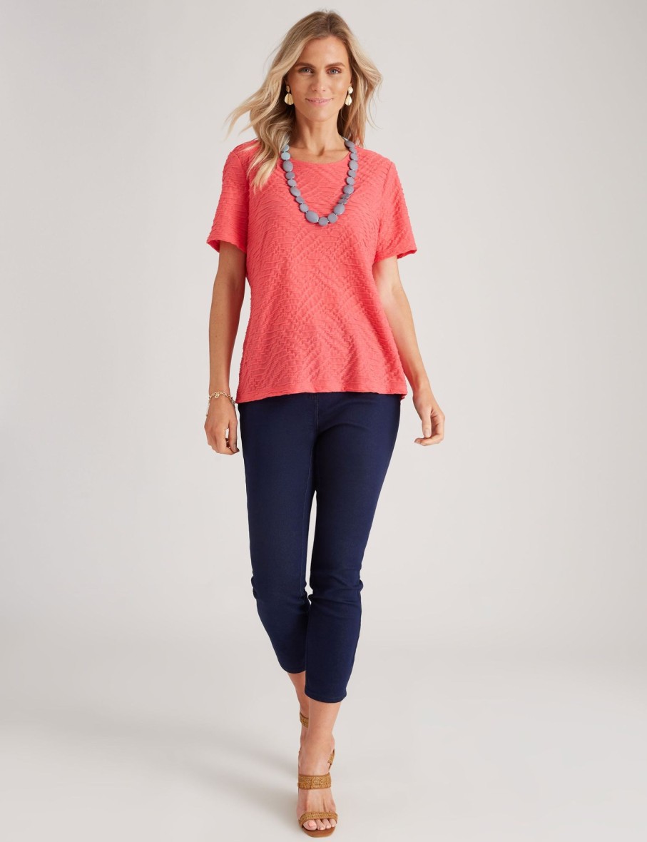 Tops Millers | Millers Short Sleeve Textured Scoop Neck Top