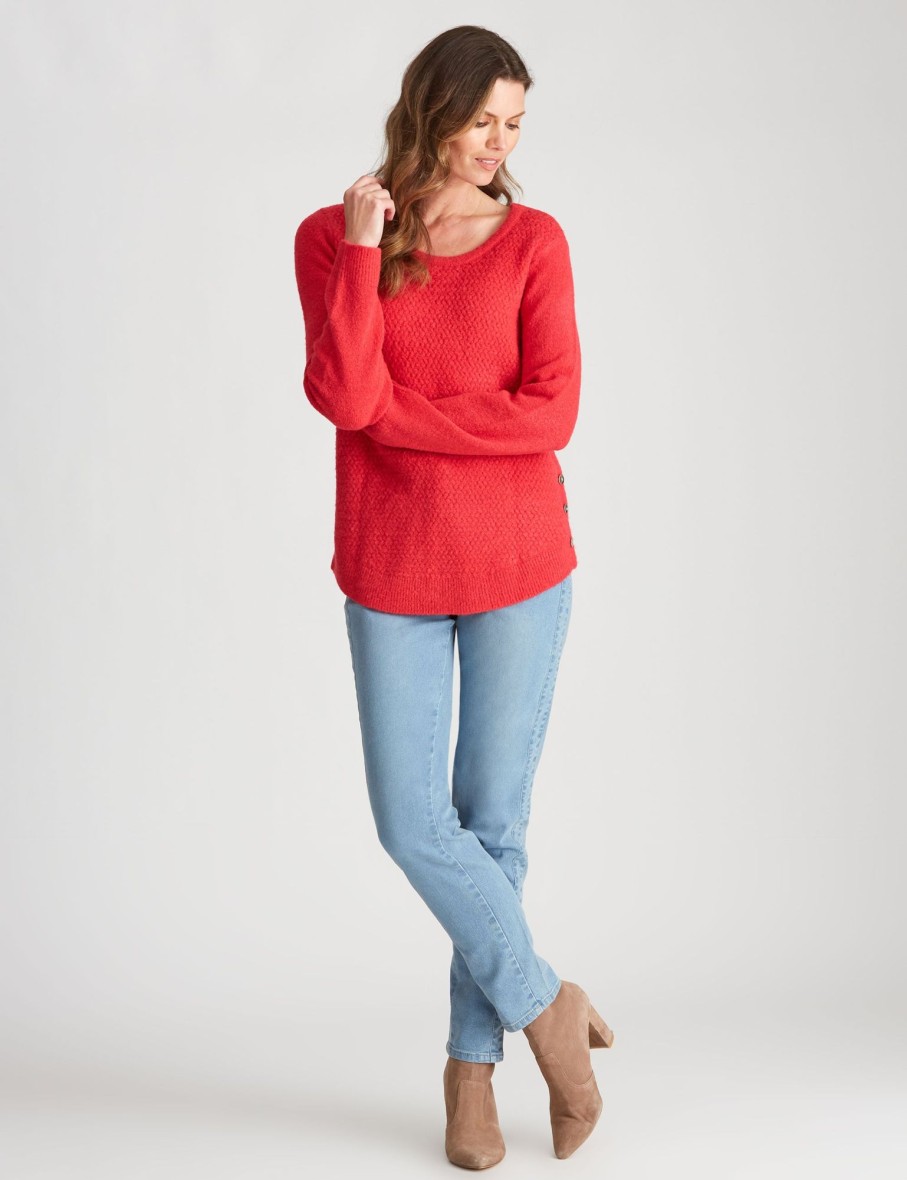 Knitwear WLane | W.Lane Textured Eyelet Trim Pullover Top