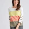 Knitwear Millers | Millers 3/4 Sleee Block Stripe Jumper