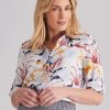 Tops NoniB | Noni B 3/4 Sleeve Print Linen Blouse