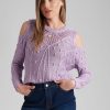 Knitwear Rockmans | Rockmans Cold Shoulder Bobble Knitwear Top