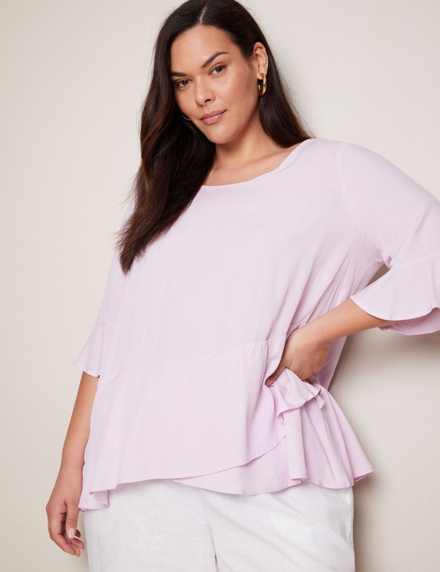 Tops Autograph | Autograph Woven Elbow Sleeve Ruffle Top