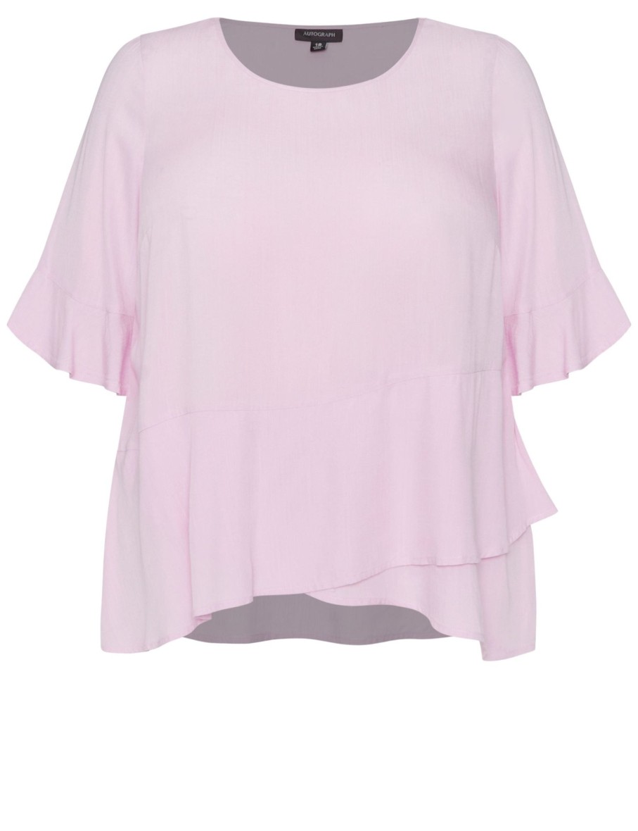 Tops Autograph | Autograph Woven Elbow Sleeve Ruffle Top