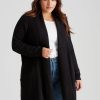 Knitwear Beme | Beme Long Sleeve Ribbed Shawl Cardigan