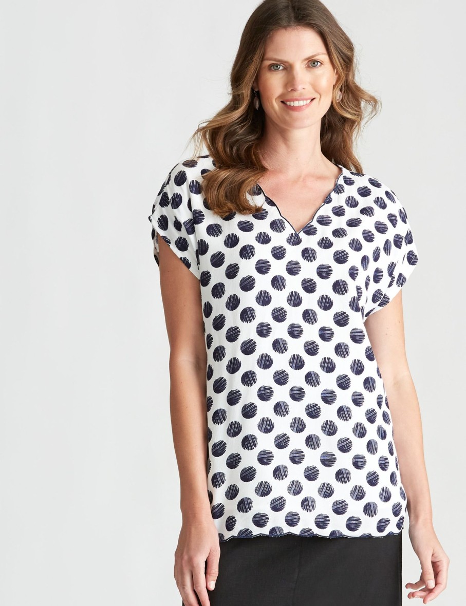 Tops WLane | W.Lane Leaf Print Scollop Top