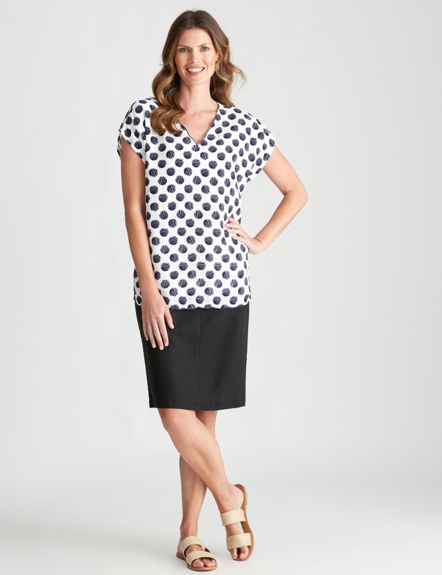 Tops WLane | W.Lane Leaf Print Scollop Top