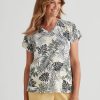 Tops Millers | Millers Short Sleeve Printed Scoop Neck Slub Top