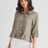 Outerwear Katies | Katies Linen Blend Peplum Jacket