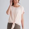 Tops Katies | Katies Short Sleeve Tie Front Knitwear & Woven Top