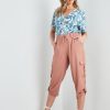 Bottoms Rockmans | Rockmans Crop Viscose Pants