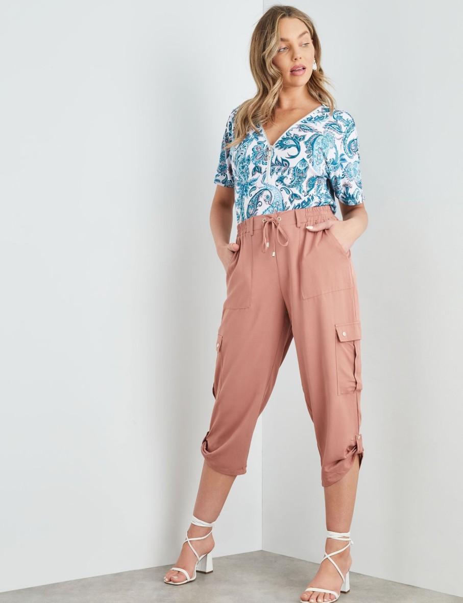 Bottoms Rockmans | Rockmans Crop Viscose Pants