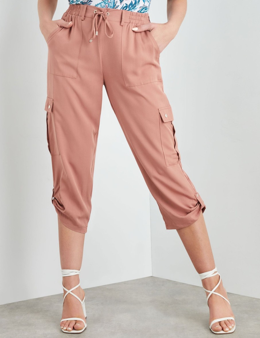 Bottoms Rockmans | Rockmans Crop Viscose Pants