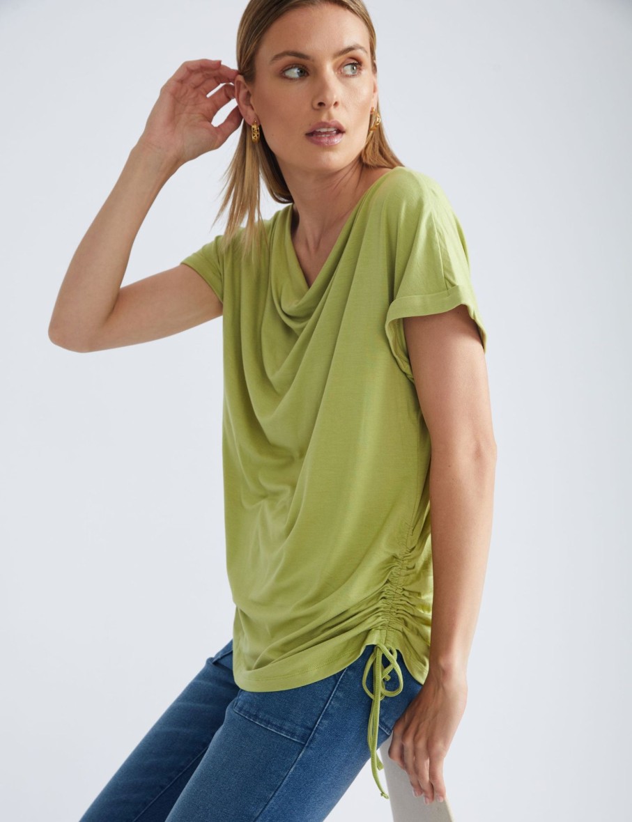 Tops Katies | Katies Extended Sleeve Side Rusched Knitwear Top