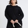 Knitwear Beme | Beme Long Sleeve Weave Detail Jumper