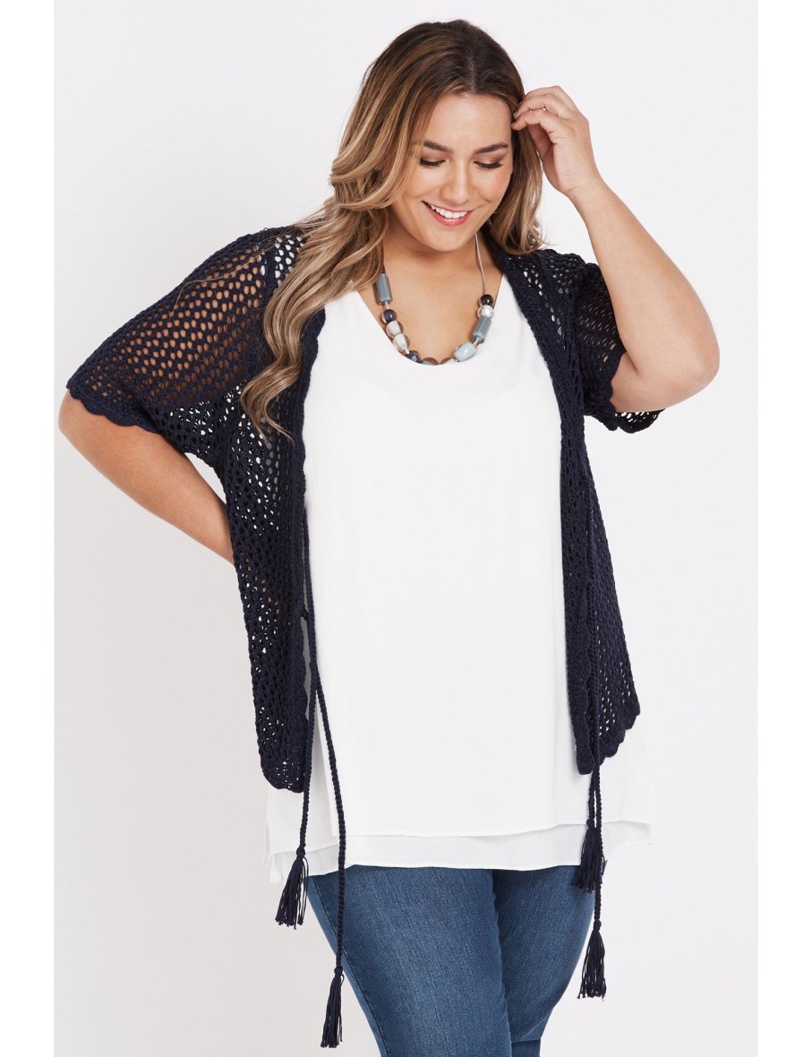 Knitwear Beme | Beme Elbow Sleeve Crotchet Cotton Cover Up