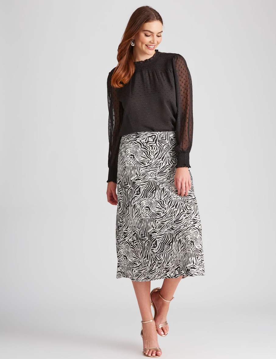 Bottoms LizJordan | Liz Jordan Panelled Midi Zebra Skirt