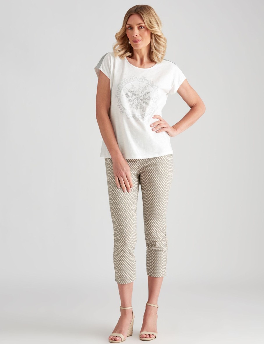 Tops NoniB | Noni B Cotton Slub Embellished T-Shirt