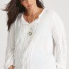 Tops Autograph | Autograph Woven Long Sleeve Cut Out Peasant Top