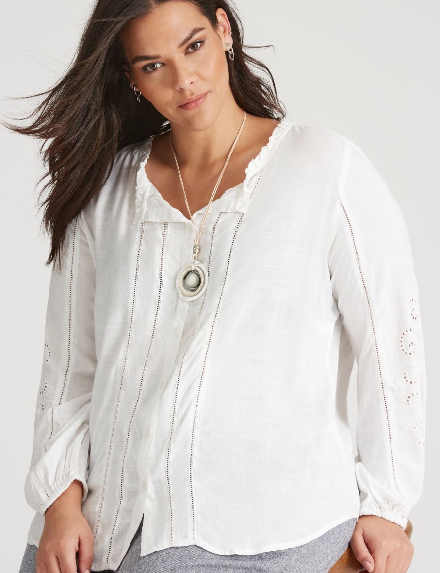 Tops Autograph | Autograph Woven Long Sleeve Cut Out Peasant Top